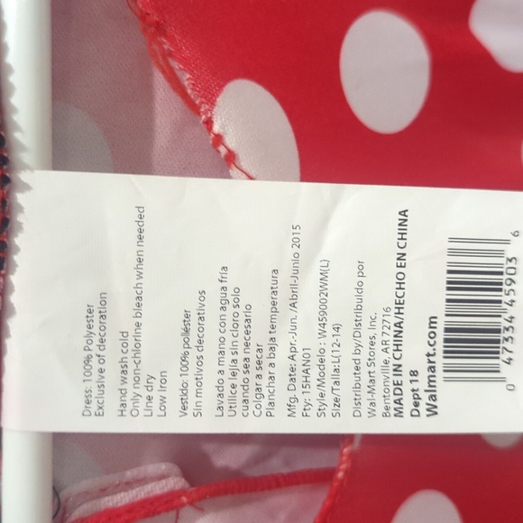 Red Sassy Mouse Polka Dot Dress with Lace Trim Costume - Size 12-14 BNWOT - Picture 3 of 4